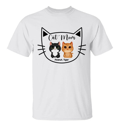 Cat Mom Watercolor Cute Cats Cat Face Shape Personalized Shirt