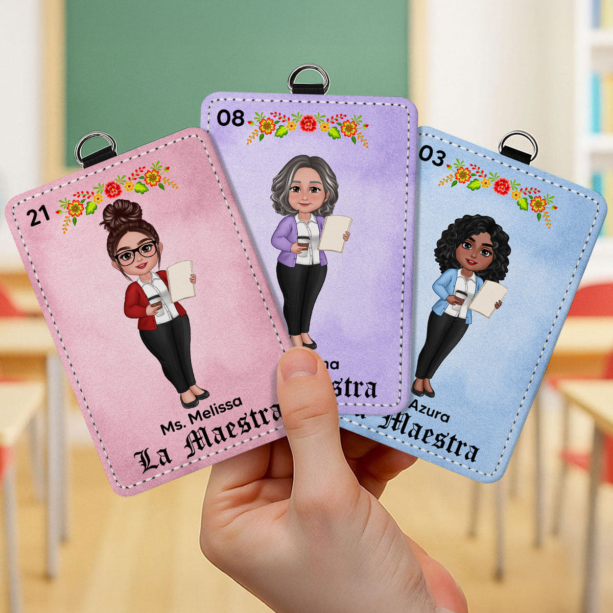 Teacher La Maestra Personalized ID Badge Holder, Back To School Gift For Teacher