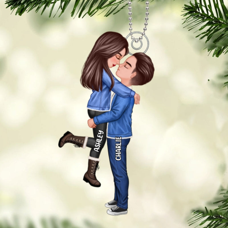 Winter Christmas Couple Personalized Acrylic Ornament