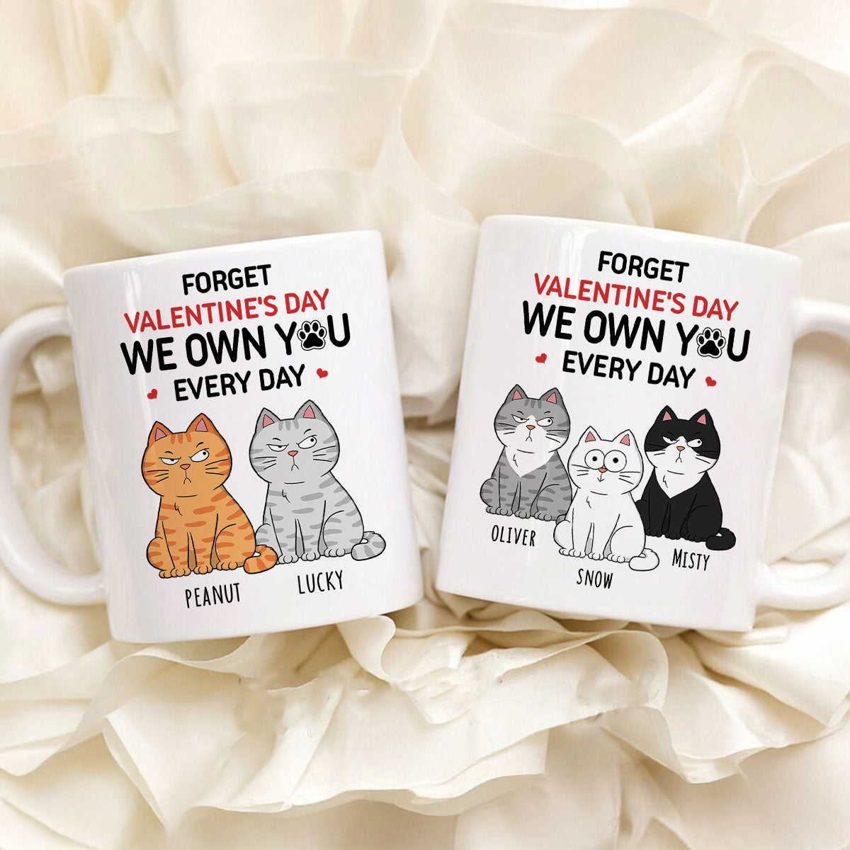Forget  We Own You Everyday Funny Personalized Mug for Cat Moms, Cat Dad