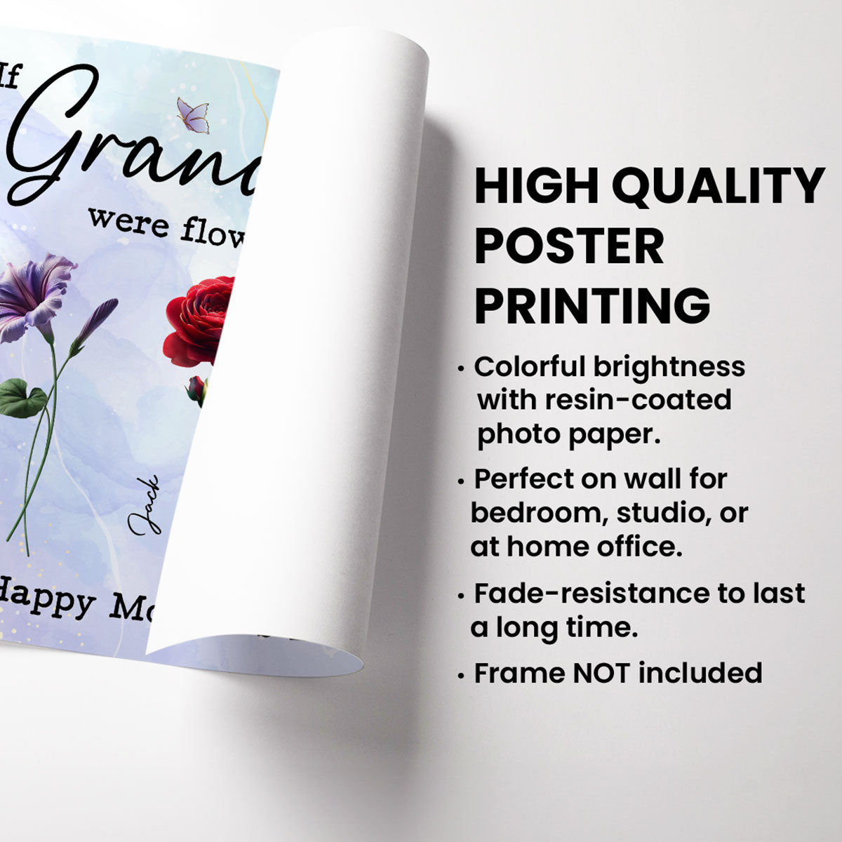 3D Effect Birth Month Flowers Grandma Mom If You Were Flowers Personalized Poster, Gift