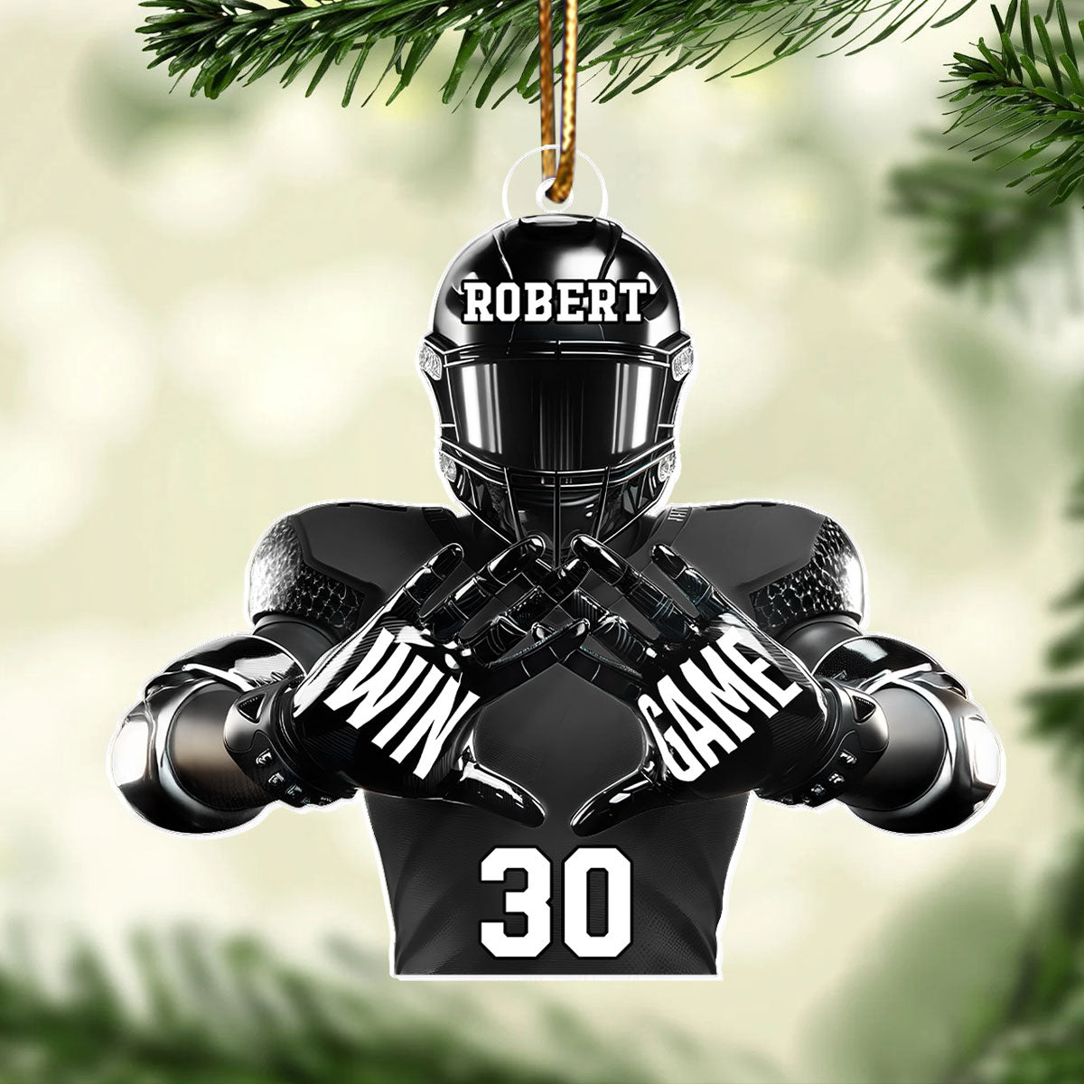 Football Player Football For Life Personalized Acrylic Ornament, 3D Effect Flat Ornament
