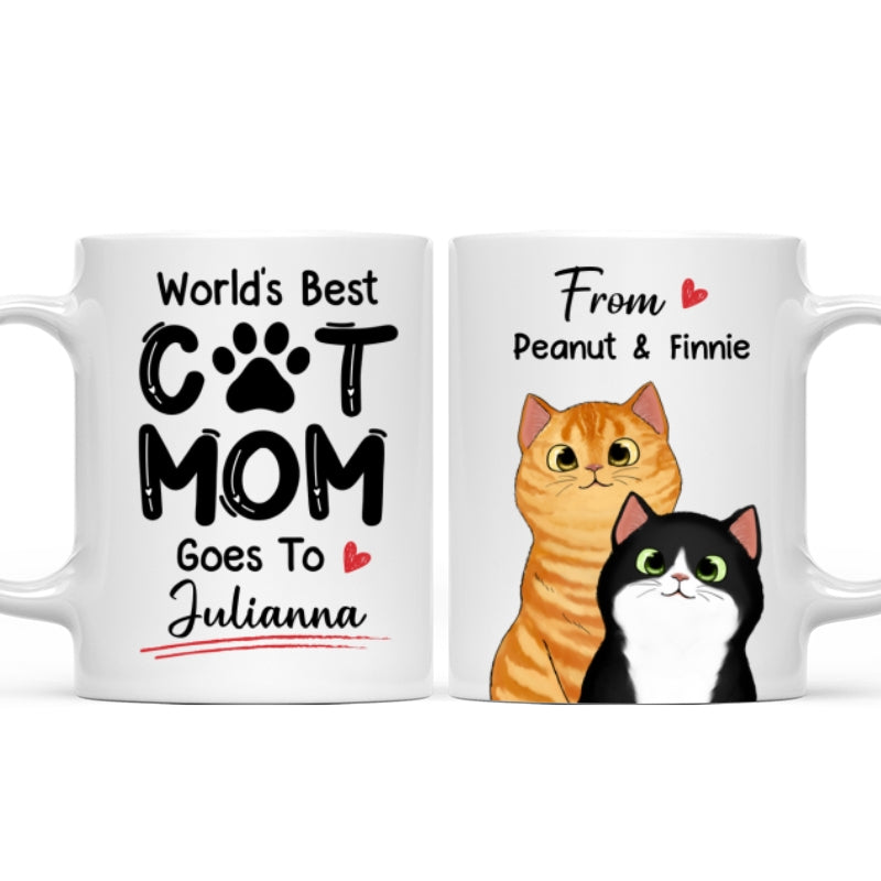 World‘s Best Mom Goes To From Peeking Cats Personalized Mug