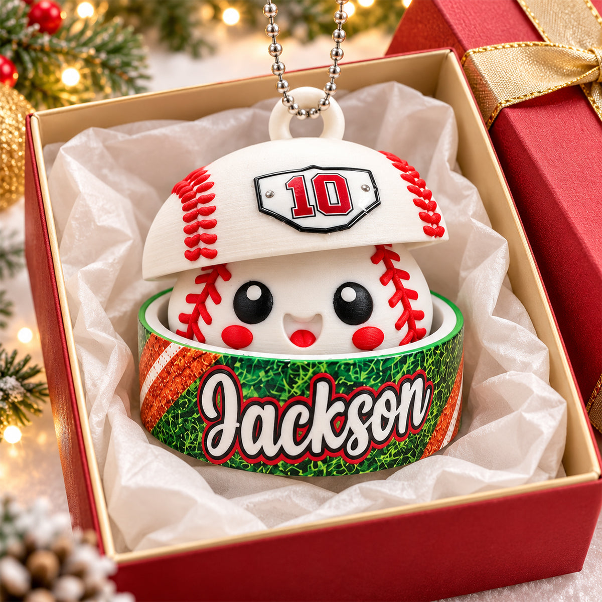 Custom Baseball Cute Dumpling - Personalized 3D Printed Baseball Figurine Ornament - Christmas Gift for Daughter, Son, Grandkids