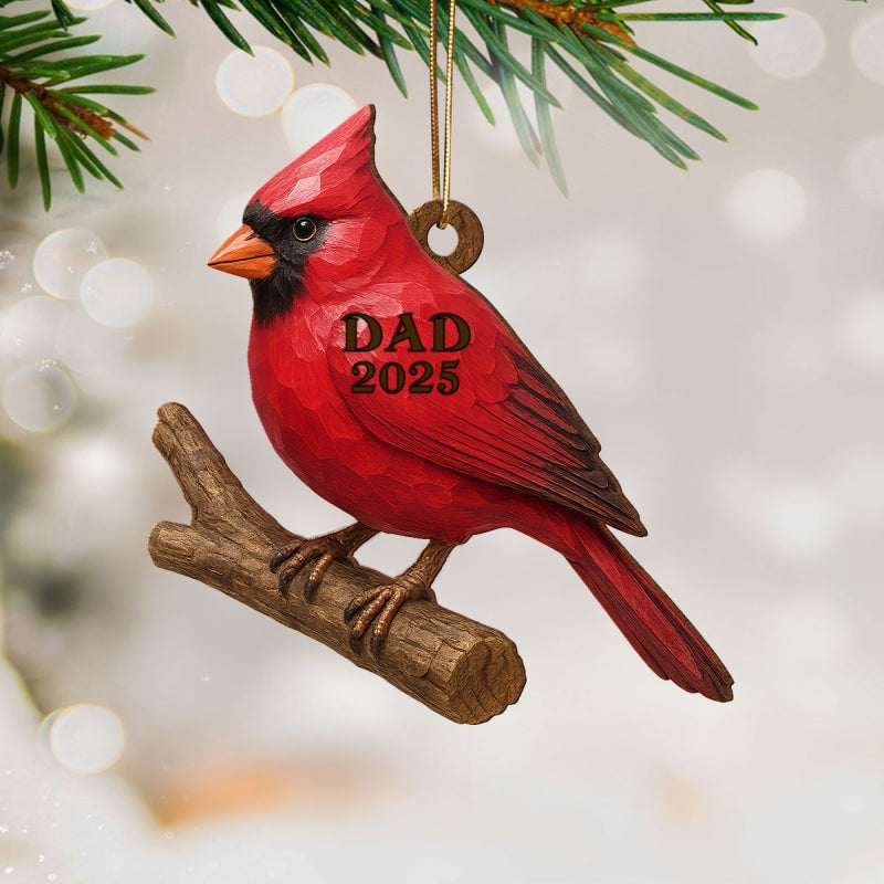 3D Effect Vintage Cardinal Memorial Christmas Personalized Wooden Ornament, Heartwarming Simpathy Gift, Remembrance Gift