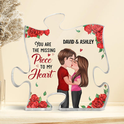 Rose You Are My Missing Piece Doll Couple Kissing Gift For Him For Her Personalized Puzzle Acrylic Plaque