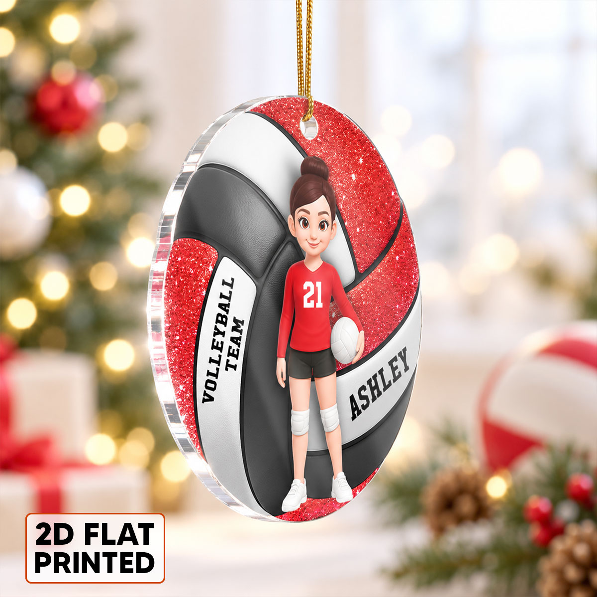 Volleyball Boy & Girl 2D Flat - Personalized Acrylic Ornament