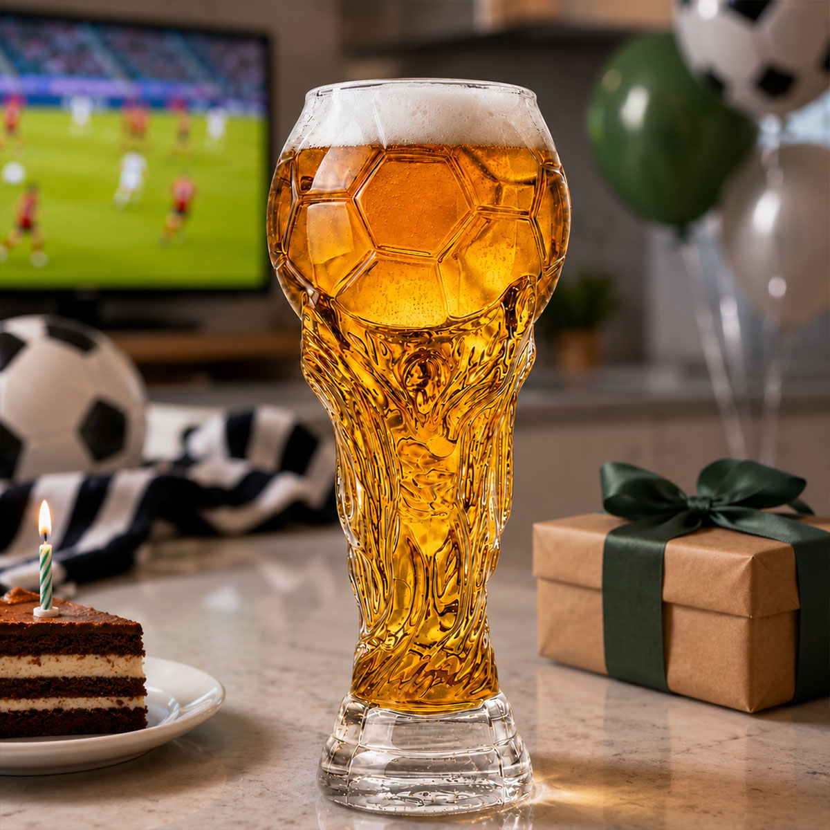 World Cup 2026 Football Trophy Beer Glass, Match Day Beer Glass, Birthday Gift for Him, Gift for Dad