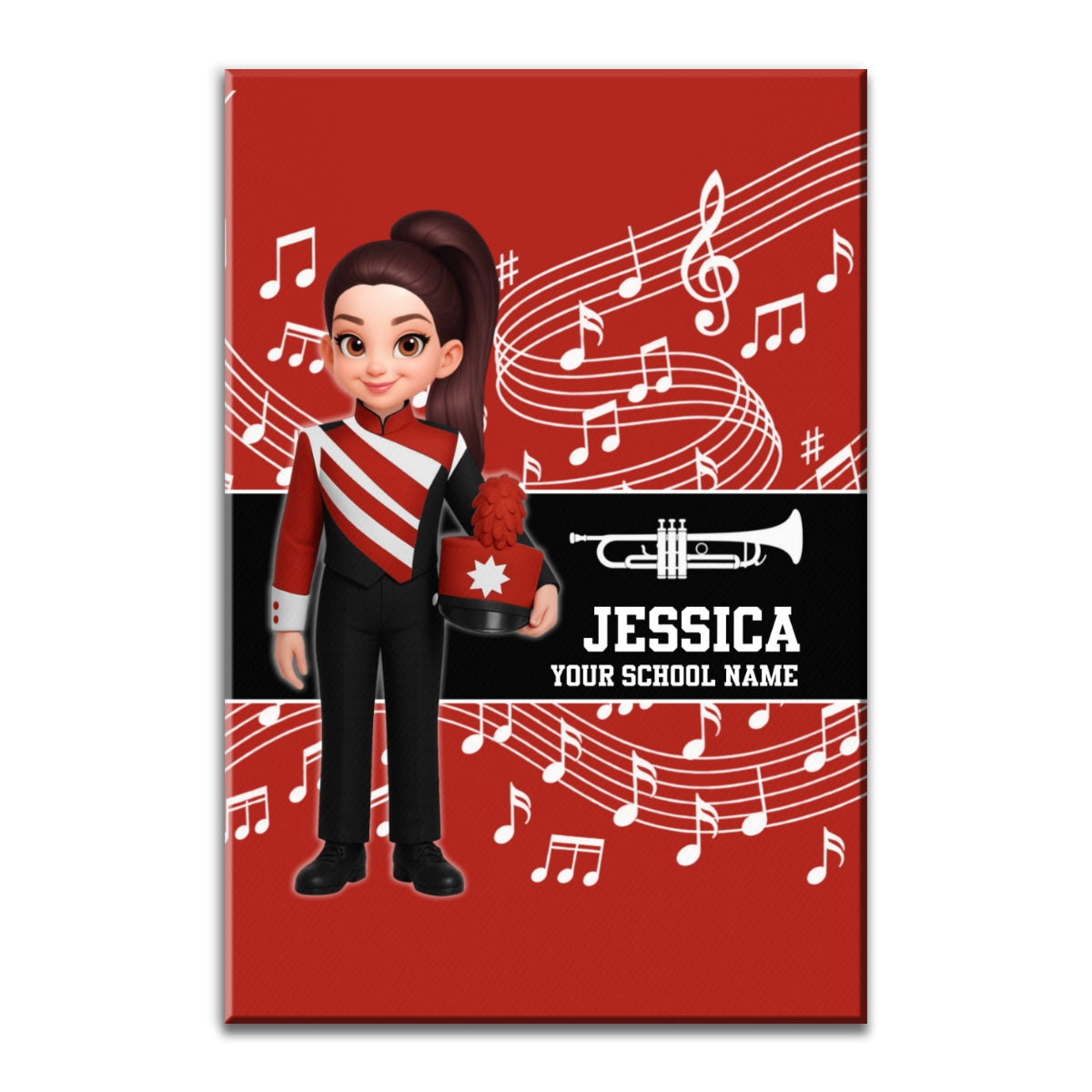 Custom Music Marching Band, Orchestra, Personalized Name, Color, School, Instrument, Trumpet, Clarinet, Tuba, Violine - Personalized Canvas - Christmas Gift For Son, Grandson, Daughter, Granddaughter