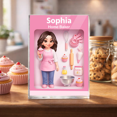 Home Baker 3D Action Figure - Personalized Acrylic Block - Gift for Bakers