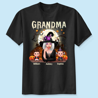 Grandma Mom And Kids Halloween Night Personalized Shirt