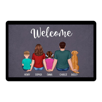 Welcome Family Couple Kid Dog Cat Personalized Doormat