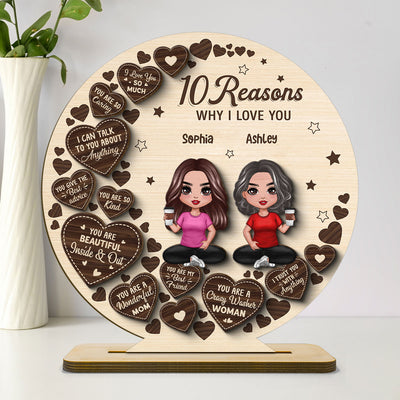 Reasons Why I Love You Mom Personalized 2 Layer Standing Wooden Plaque