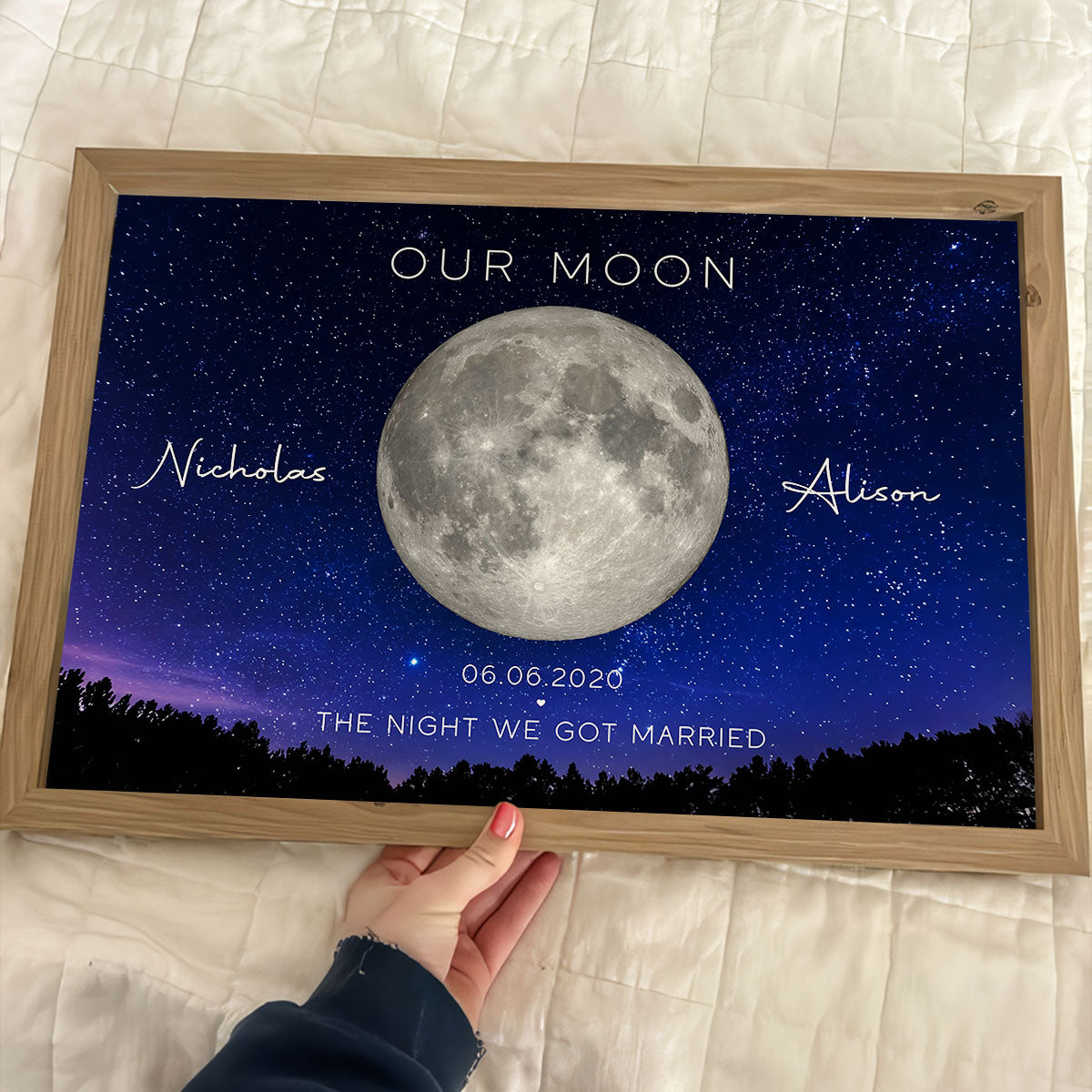 Our Moon Couple Gift Moon Phase Art Anniversary for Wife, Gift for Husband Wedding Anniversary - Personalized Poster - Gift For Husband Dad Grandpa