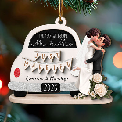 On-trend Couple - Personalized 2-Layered Wooden Ornament - Wedding Gifts for Couples Newlyweds 2026