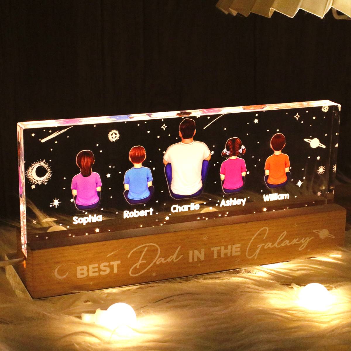 Best Dad In The Galaxy Personalized LED Night Light, Father's Day Gift For Dad, Husband