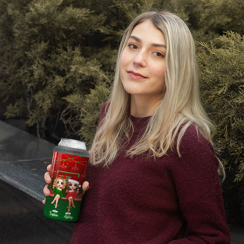 Christmas Drinking Partners Besties Sisters Personalized Can Cooler