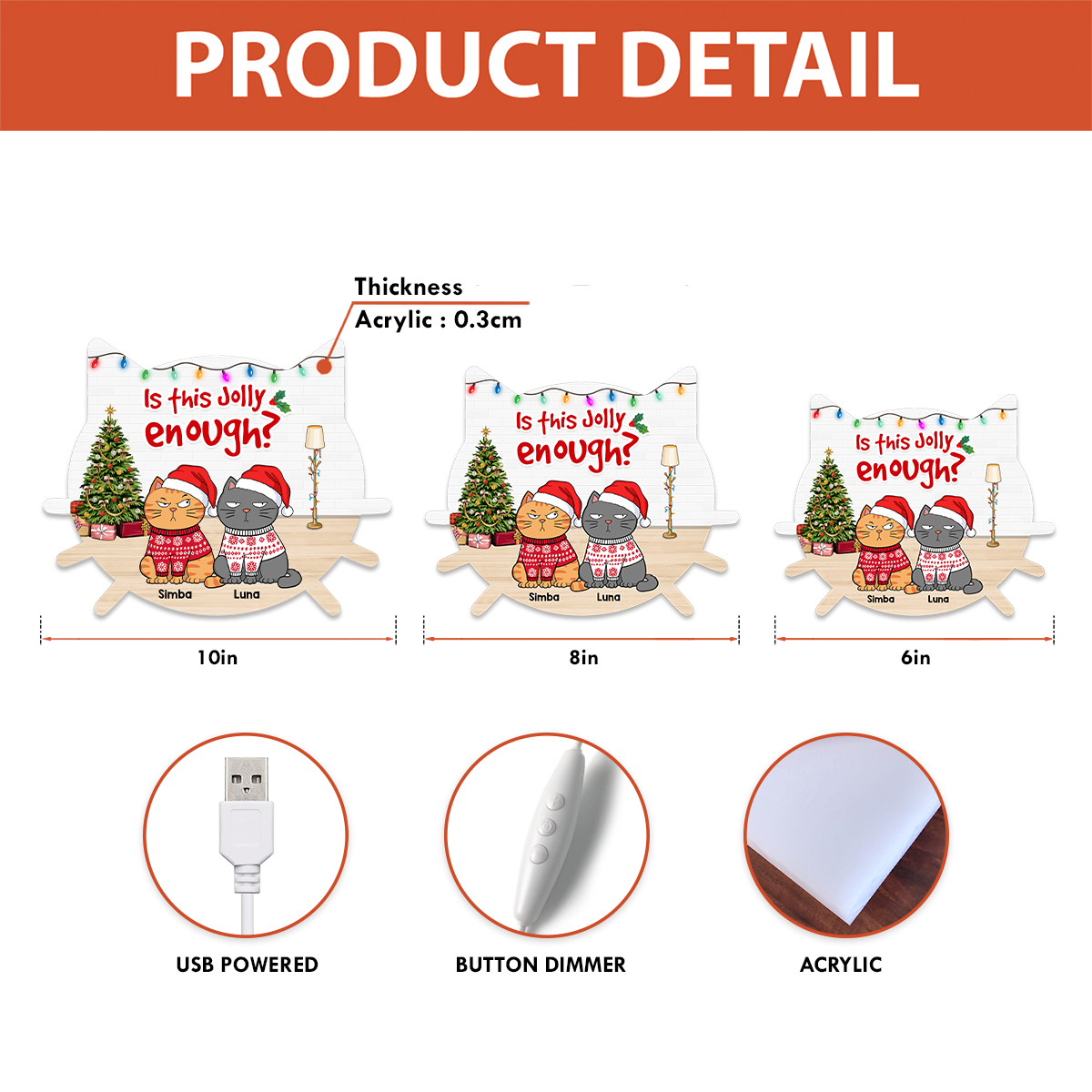 Christmas Funny Cats Meowy Christmas - Personalized Light Box - Gift For Cat Lovers