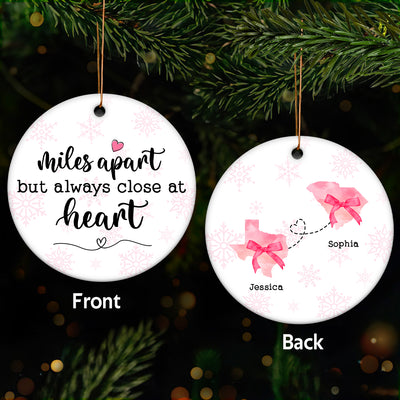 Long Distance Coquette State Map Best Friend Besties Moving Away Gift Personalized Double Sided Ceramic Ornament