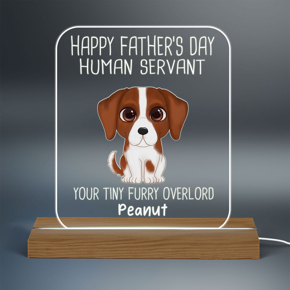 Happy Father‘s Day Human Servant Watercolor Cute Dogs Personalized Custom Shape Acrylic Plaque LED Night Light