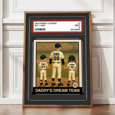 Baseball No. 1 Dad Man & Kids Trading Card Style Personalized Poster