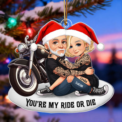 Bikers Couple Riding Partners for Life - Personalized Acrylic Ornament - Gift for Him, Gift for Her