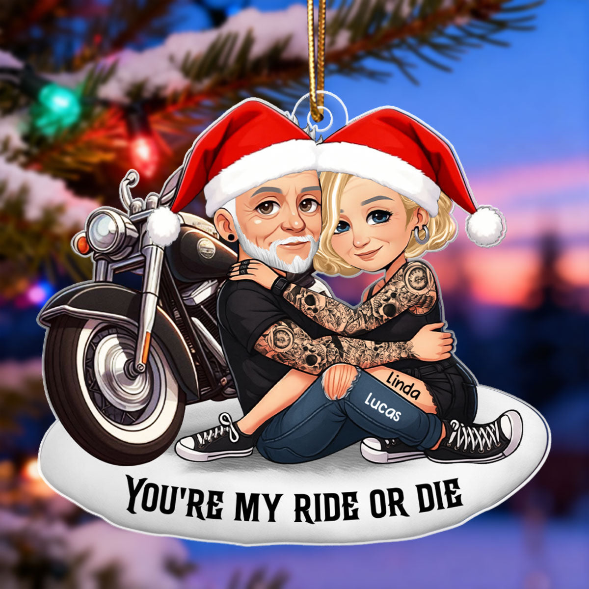 Upsell Biker Couple Christmas Card