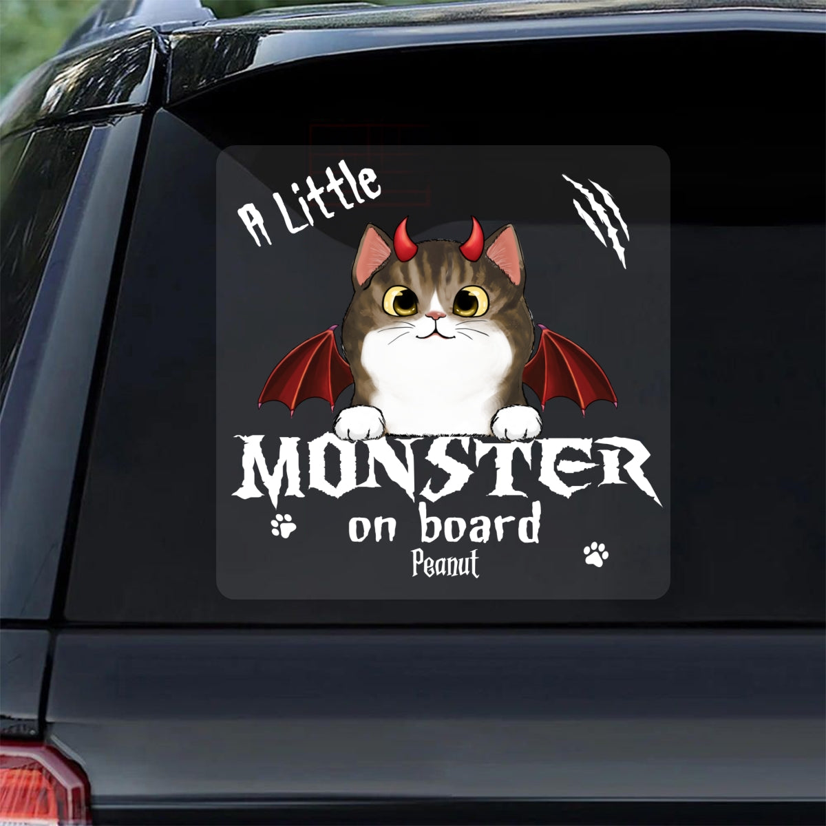 Little Monsters On Board Halloween Dogs Cats Personalized Decal, Halloween Decor
