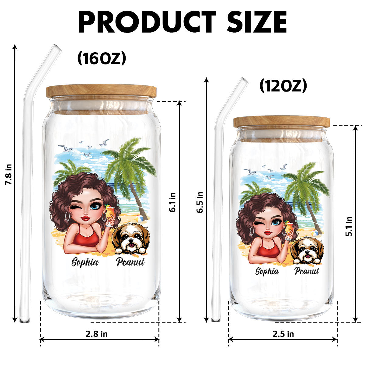 Summer Vibe Life Is Better With A Dog Personalized Clear Glass Can