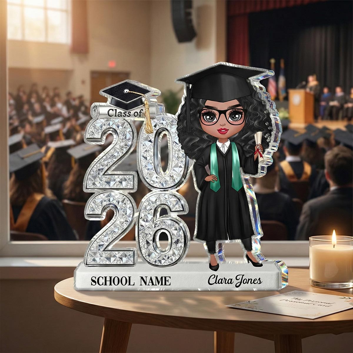 Class Of 2026 2027 Doll Style Senior Shiny Effect 2D Flat - Personalized Acrylic Block Plaque - Graduation Gift For Graduates, Daughter, Son