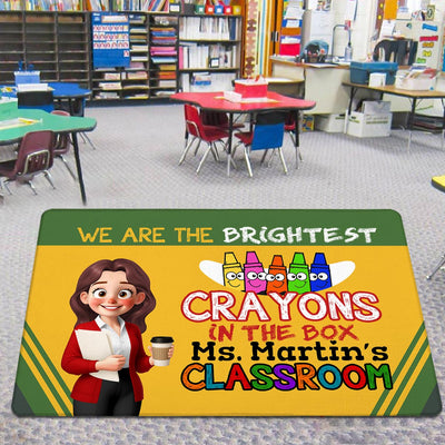 Crayon Box We're The Brightest Crayons Cute Cartoon Teacher Personalized Doormat