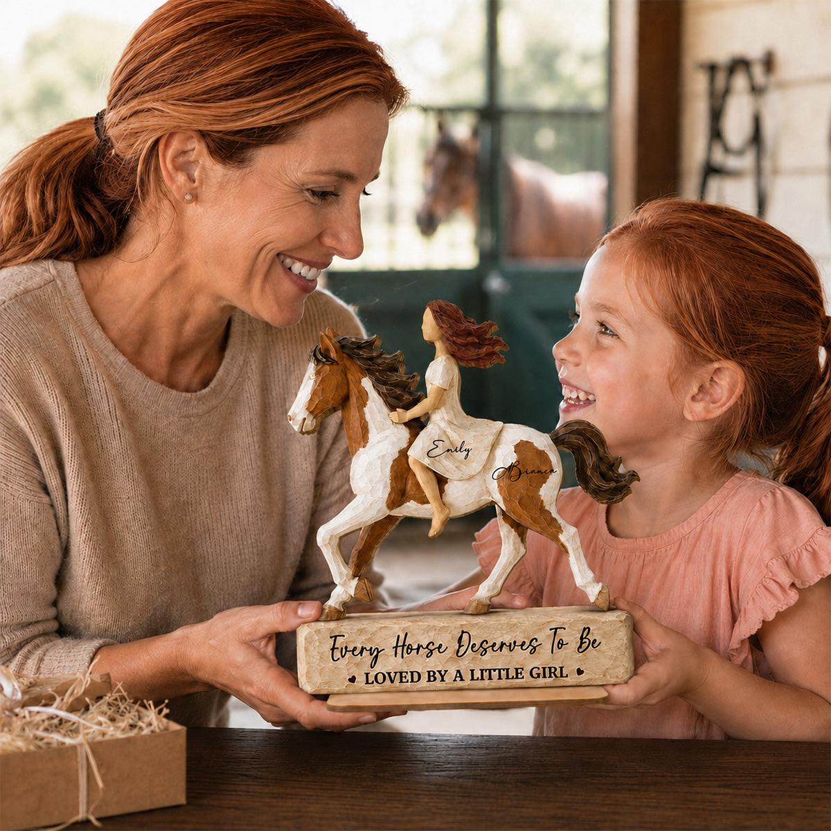 Girl Riding Horse 2D Flat - Personalized 2-Layered Wooden Plaque - Keepsake Gift For Horse Lover