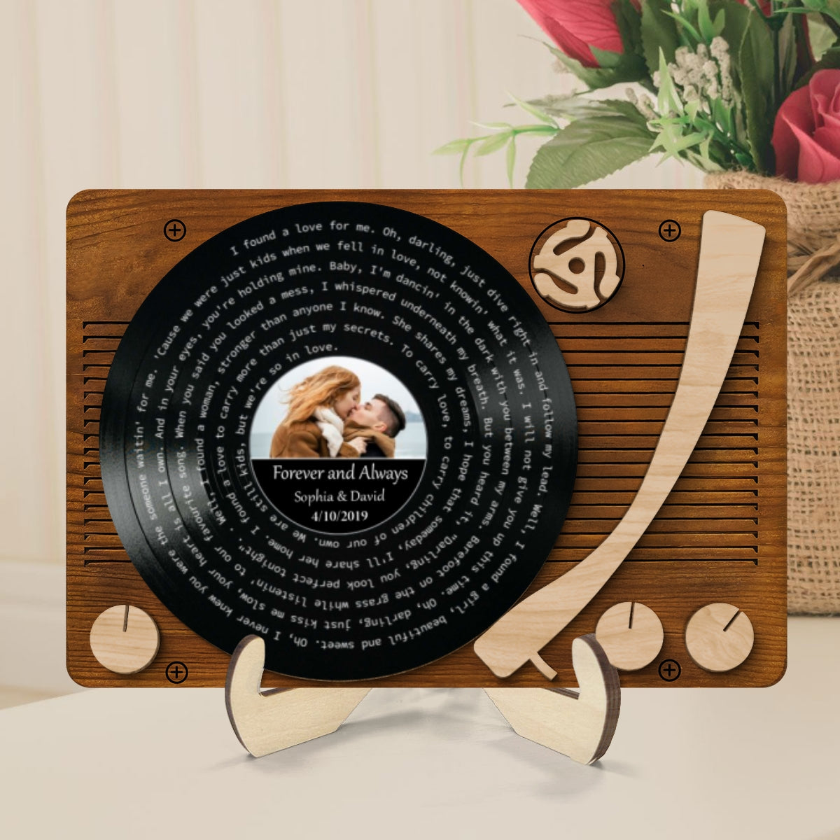 First Dance Wedding Song Vinyl Record Couple Custom Photo Valentine's Day, Wedding, Anniversary, Unique Gift for Him or Her Personalized 2 Layer Wooden Plaque