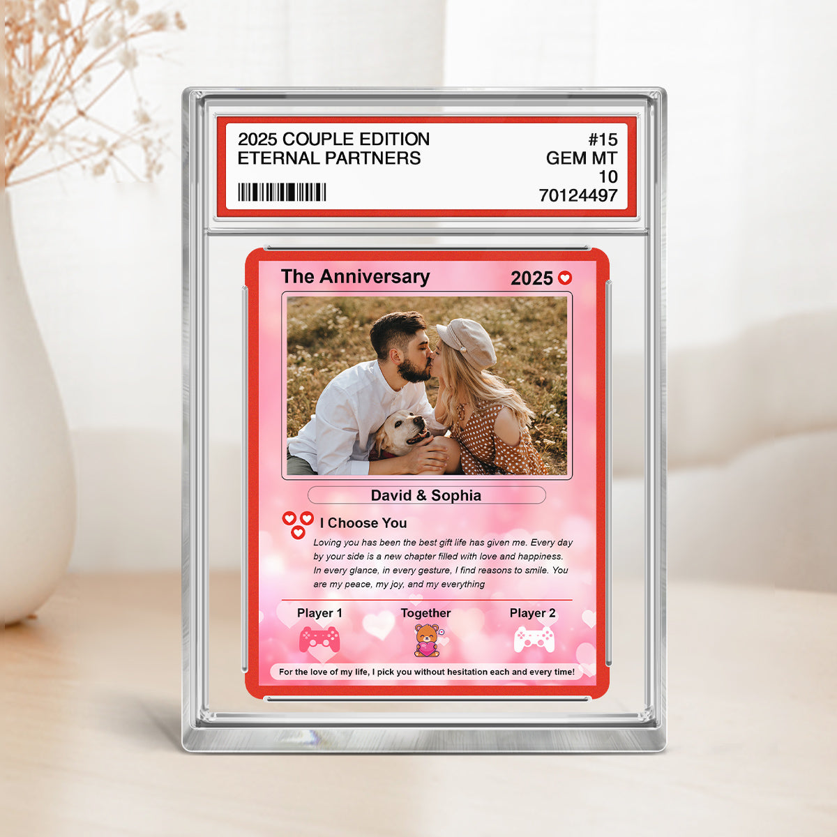 Couple Custom Photo Cartoon Trading Card Style Personalized Acrylic Block Plaque, Gift For Couple