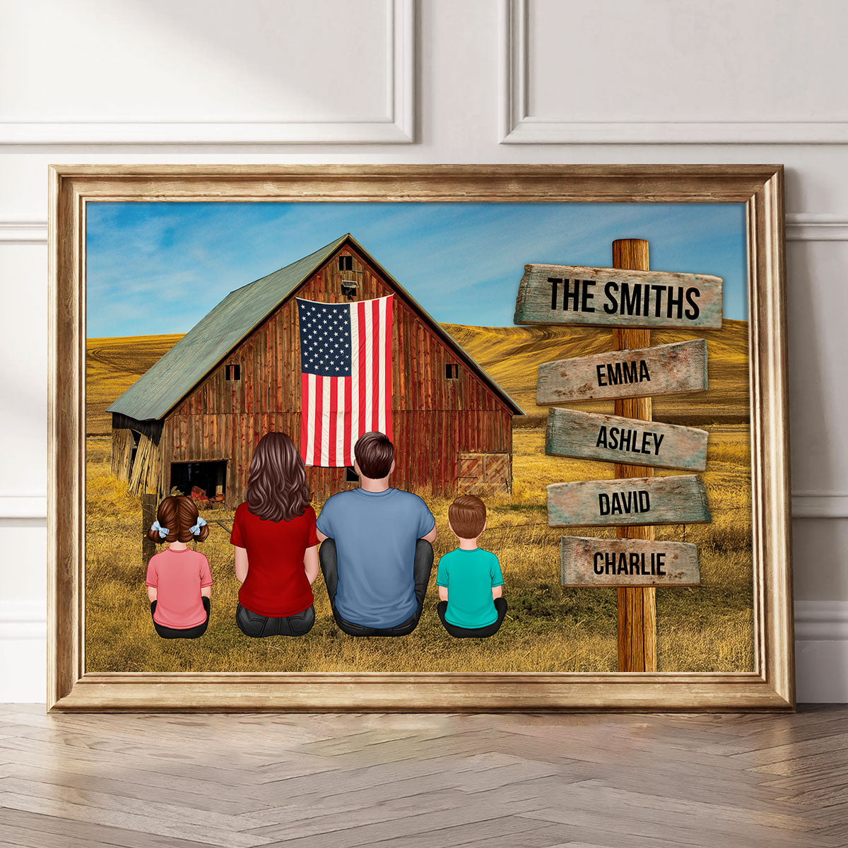 American Barn Family Personalized Poster, 4th Of July Gift