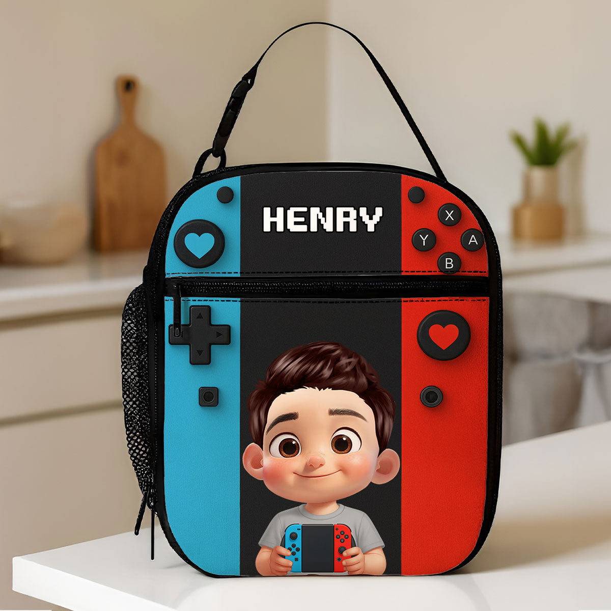 For Boys Girls, Game Lunch Bag for School - Personalized Insulated Lunch Bag