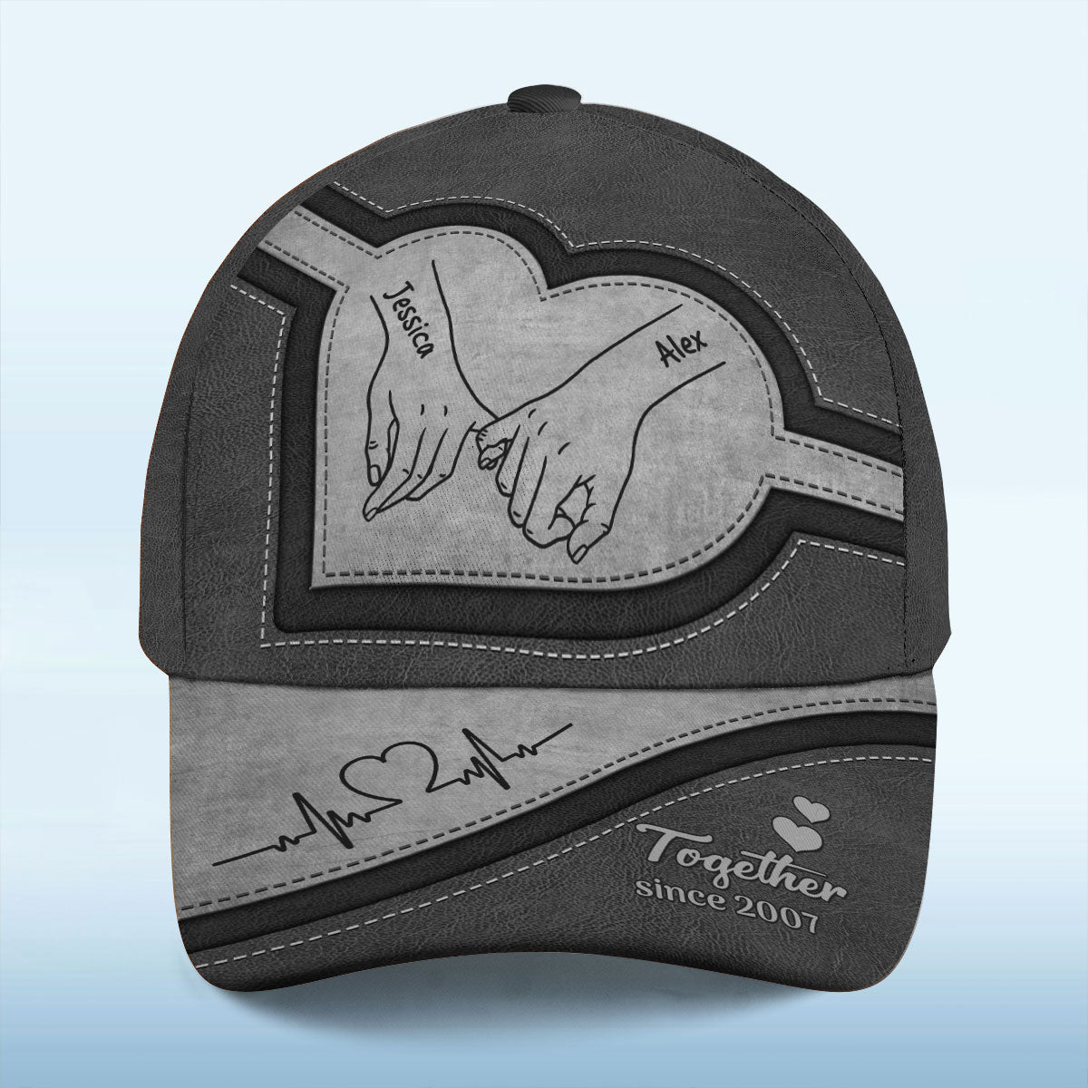 Couple Holding Hands Personalized Classic Cap, Gift For Him, Gift For Her