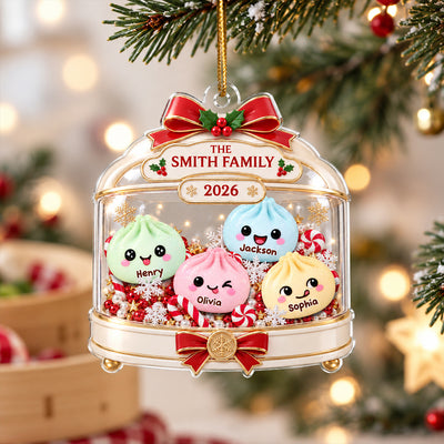 Squishy Glitter Dumpling Family Name - Personalized Acrylic Ornament - Custom Family Ornament, Kids Christmas Gift