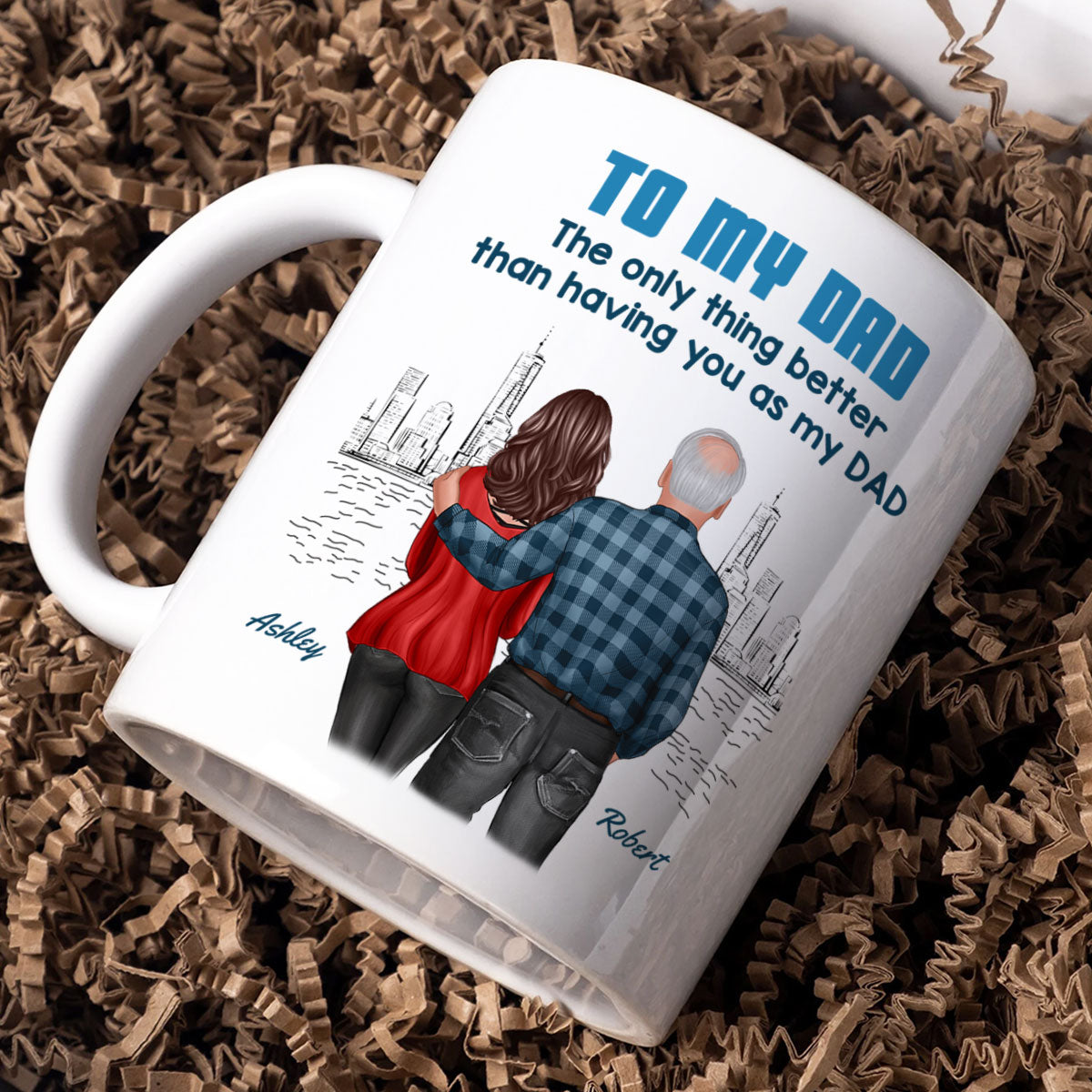To Dad My Children Having You As Their Grandpa Fist Bump Blue Tone Personalized Mug, Gift For Dad