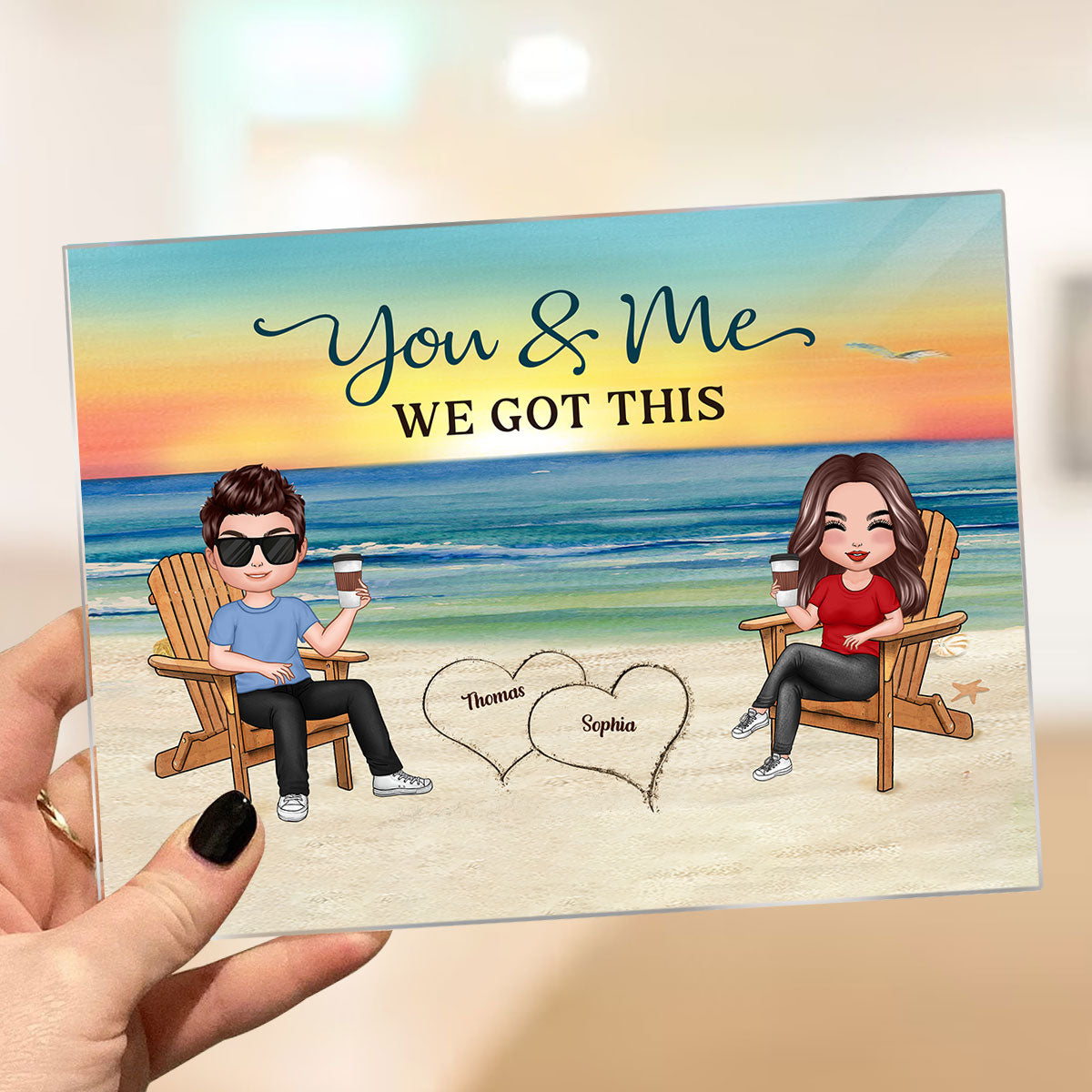 You Me We Got This Summer Doll Couple On Beach Personalized Horizontal Acrylic Plaque