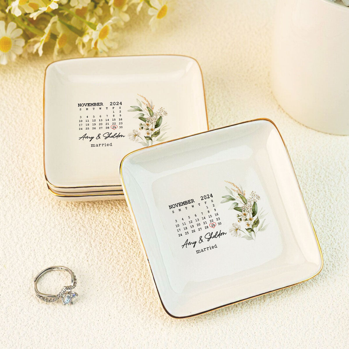 Married Couple Wedding Date Personalized Jewelry Dish, Engagement Wedding Newlywed Gift, Heartwarming Keepsake