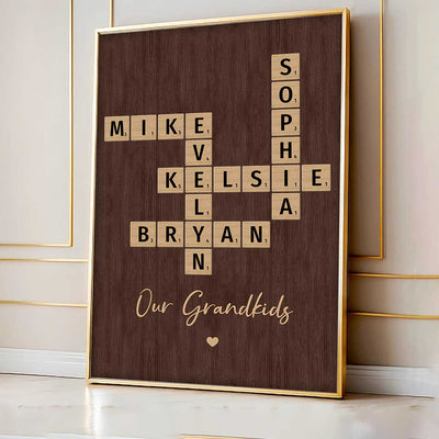 Our Grandkids Crossword Puzzle Art - Created In A Moment, Treasured Forever Personalized Poster