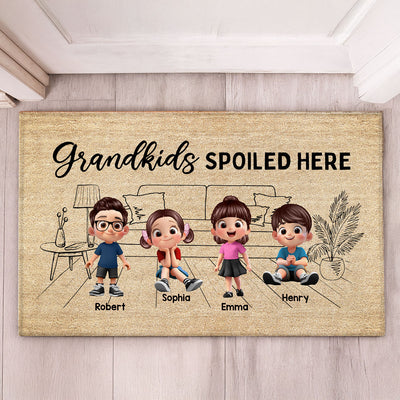 There's No Place Like Grandma Grandpa House Outline Background Personalized Doormat