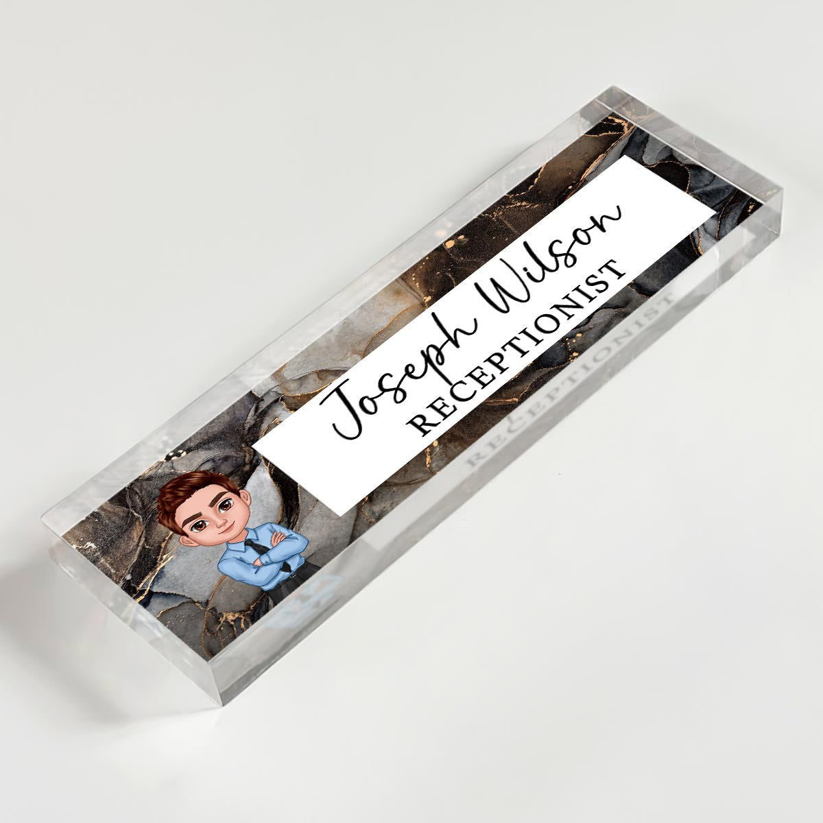 Galaxy Marble Texture Man Woman Office Personalized Desk Name Plate