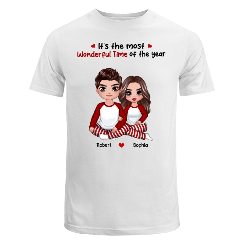 Christmas Doll Couple Sitting Hugging Gift For Him For Her Personalized Shirt