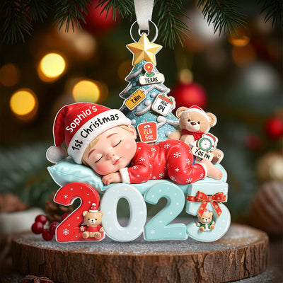 Cute Baby Sleeping 2025 - Personalized Acrylic Ornament - Custom New Born Boy Girl Ornament