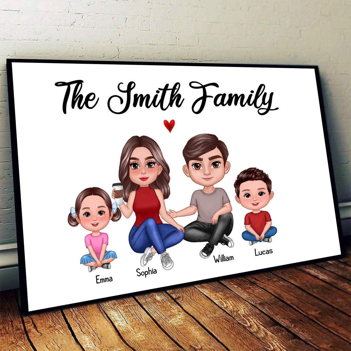 Pretty Doll Family Sitting Personalized Horizontal Poster