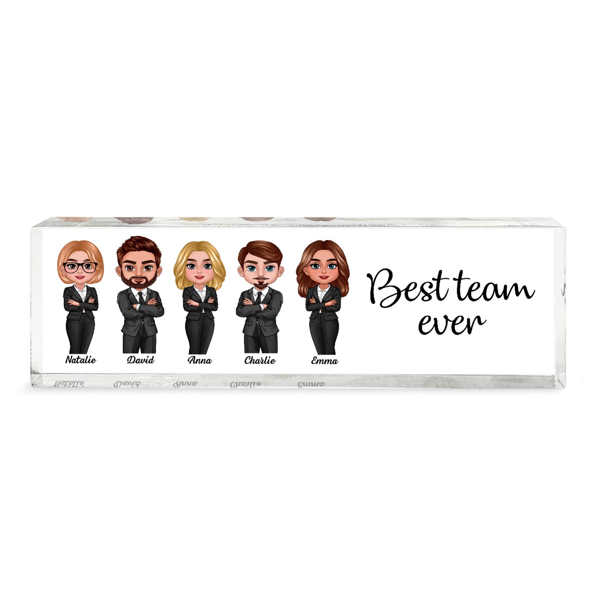 Best Team Ever Personalized Acrylic Desk Name Plate, Gift For Colleagues, Coworkers, Boss