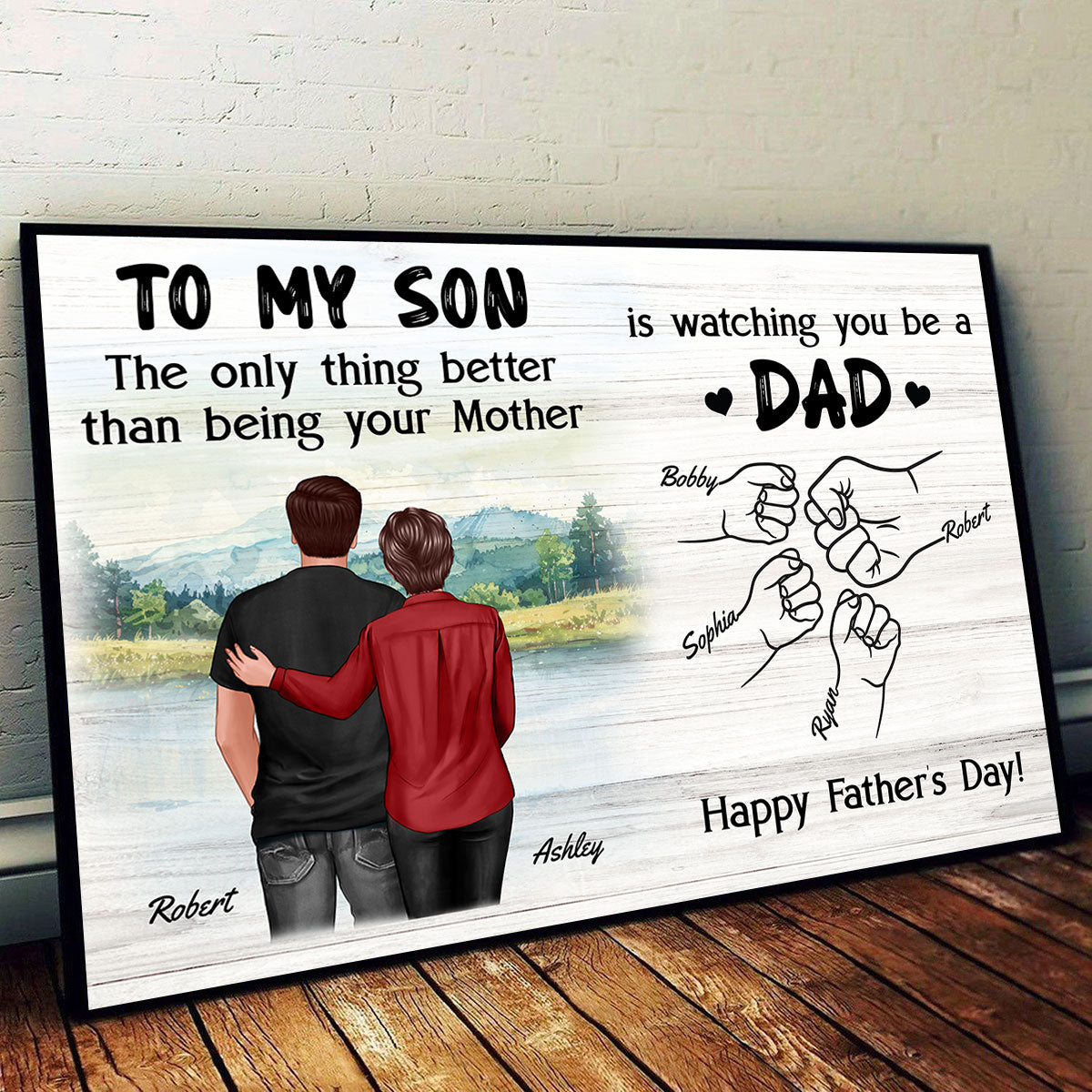 From Mom Dad To Son Watching You Be A Dad Blue Theme Personalized Poster, Gift For Son