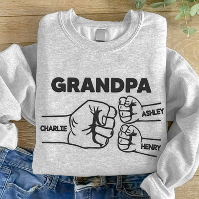 Grandpa Dad Fist Bump Personalized Embroidered Sweatshirt